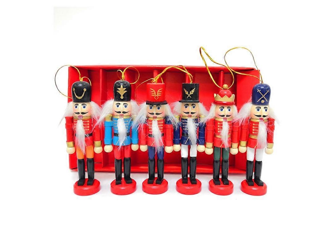 Conjunto De 6 Peças De Enfeites De Natal Quebra Nozes, Soldado, Pingente Para Árvore De Natal. Hengjian