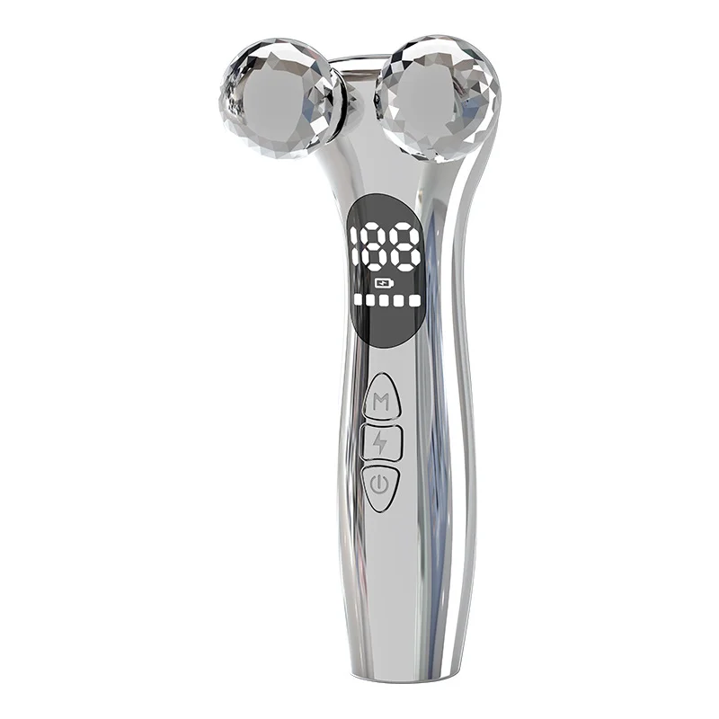 Massageador Facial De Rolo Com Microcorrente (prateado) Para Uso Doméstico, Lifting Facial E Massagem.