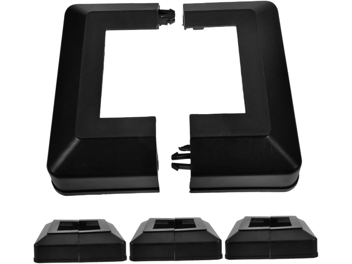Conjunto De 4-tampas E Protetores Plástico Quadrados Para Postes, Resistentes Às Intempéries, Pretos, Design Elegante