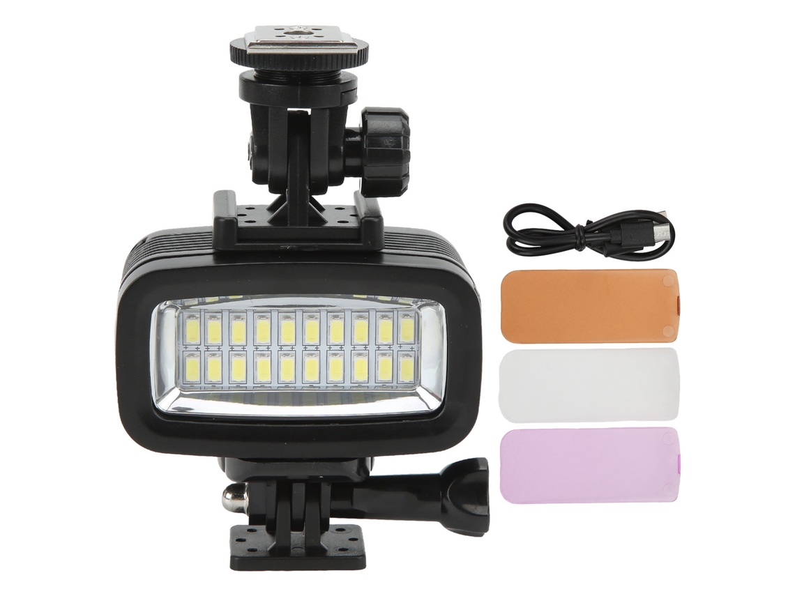 Luz noturna subaquática de 40m com preenchimento de vídeo IPX8 à prova d'água para câmera de ação DJI Osmo, preta, LAXISCREED