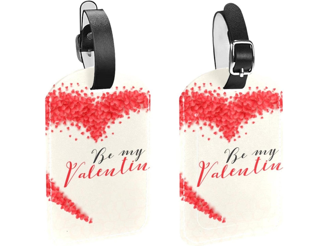 Conjunto De 2 Etiquetas Bagagem Creative Hearts Be My Valentines Em Couro Pu Proteger Sua Privacidade