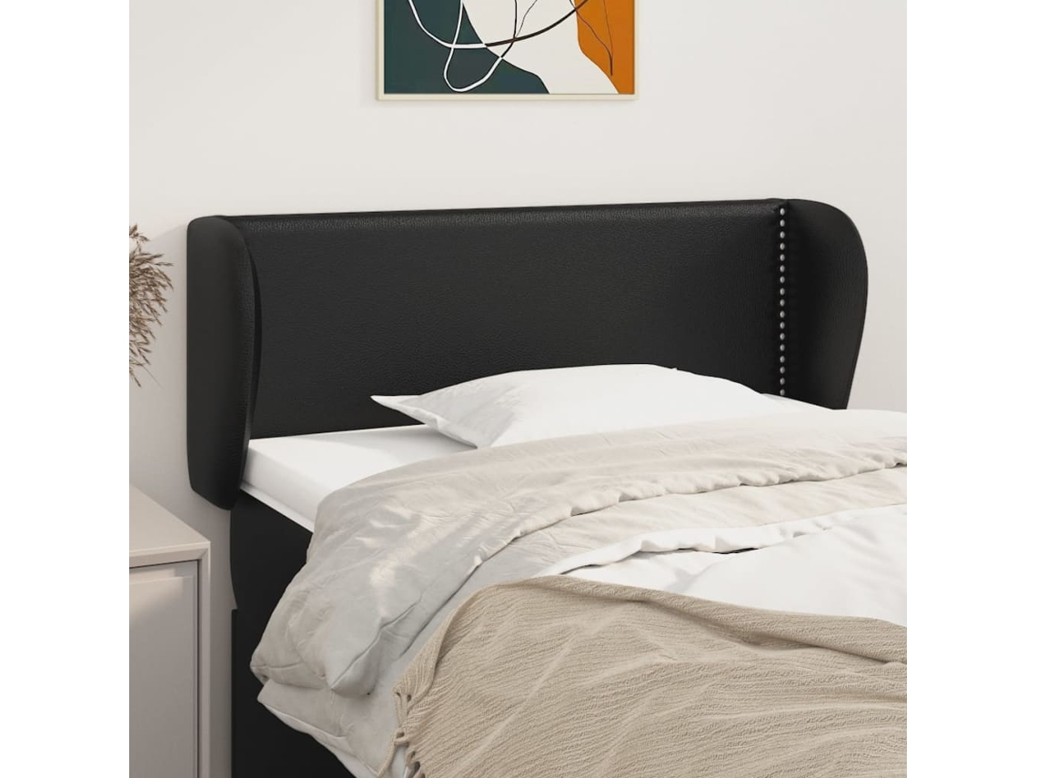 Cabecero con alas de piel sintética 103x23x78/88cm Negro