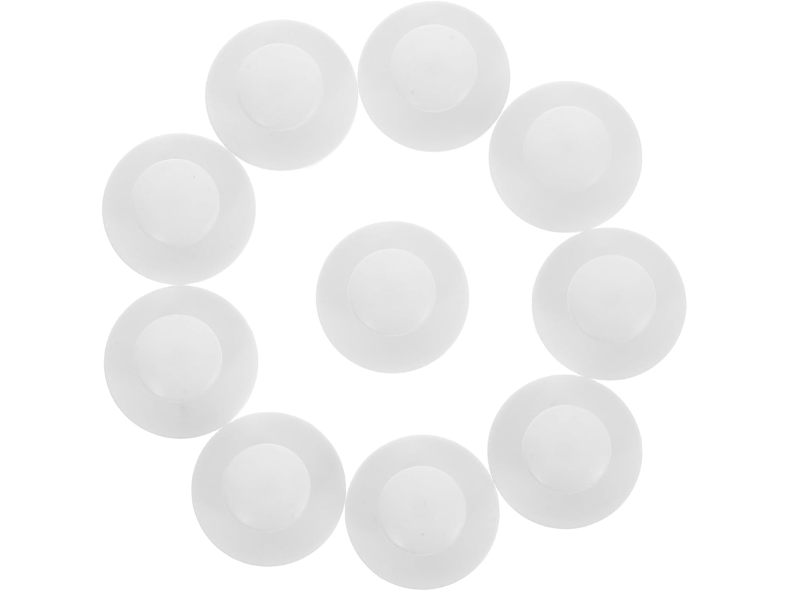Conjunto De 10 Puxadores Autoadesivos Redondos Plástico Branco Para Armários