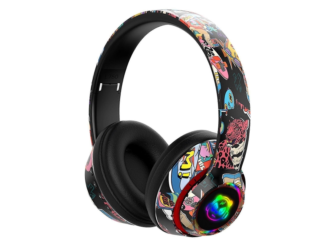 Fone De Ouvido Sem Fio Bluetooth Cool Graffiti Led Iluminado Para Jogos Para Crianças, Adolescentes E Adultos, Fones De Ouvido Com Microfone Aquaforge