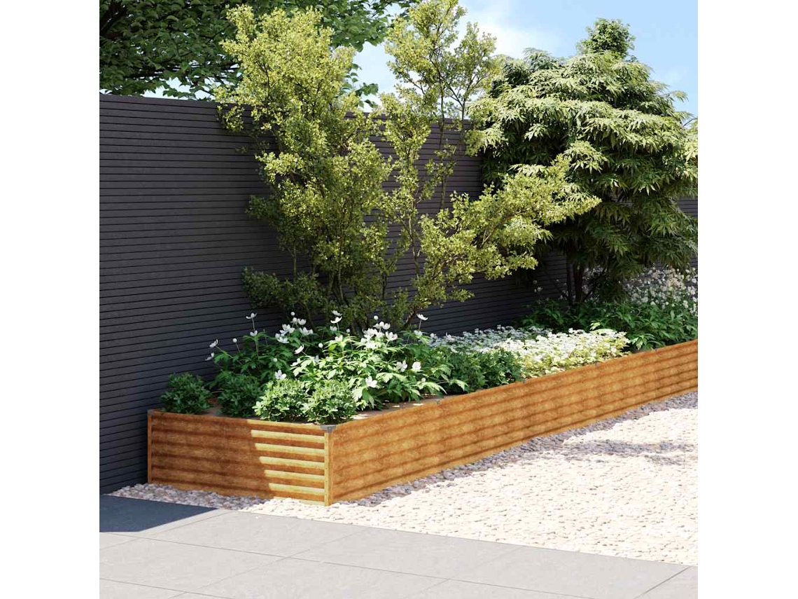 Vidaxl Canteiro Elevado De Jardim 579x100x36 Cm Aço Corten