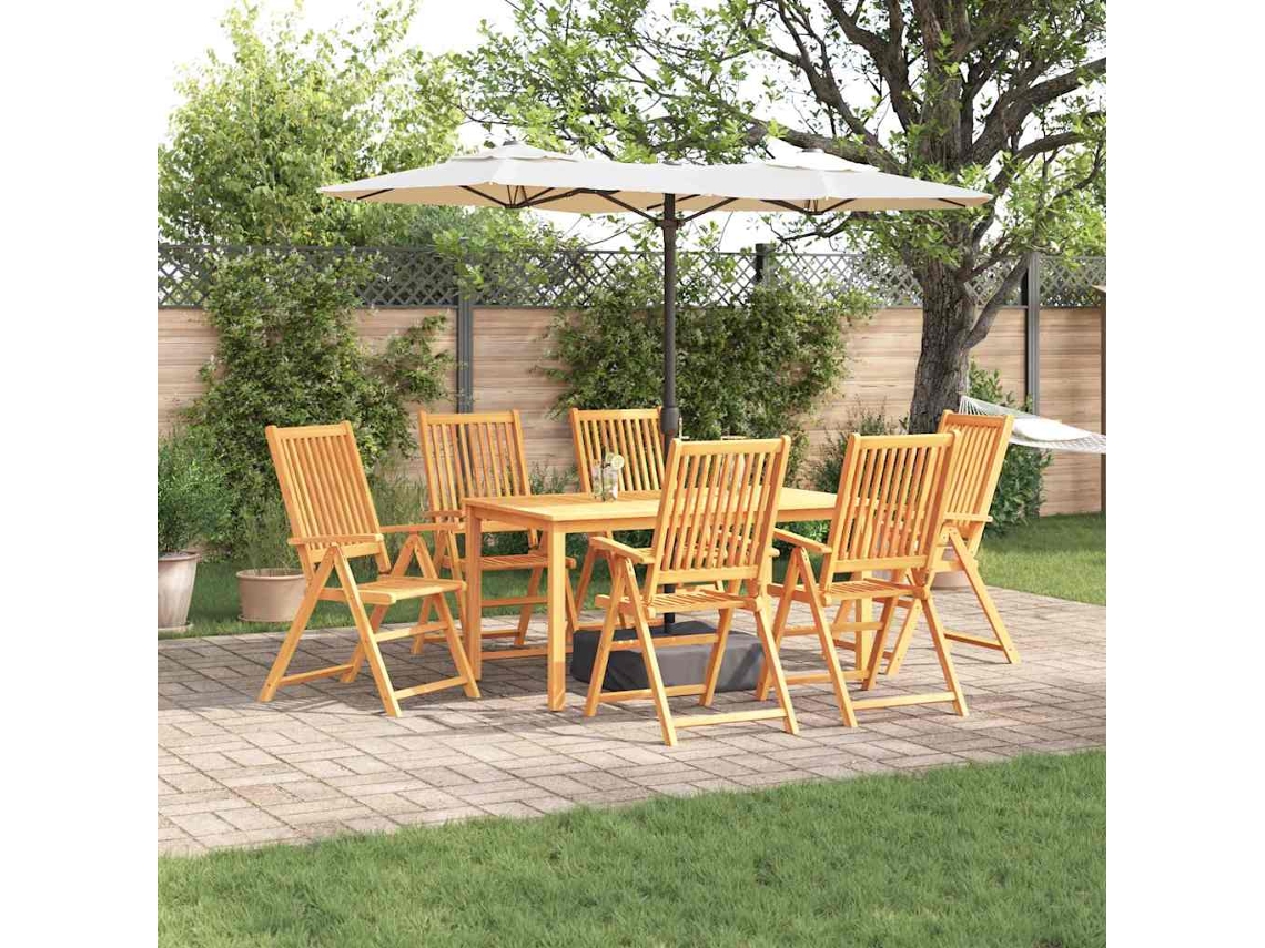 Vidaxl Conjunto de Jantar para Jardim Dobrável 7 Pcs Castanho