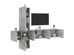 Vidaxl 5 Pcs Móveis De Parede P/ Tv Derivados De Madeira Cinza Cimento