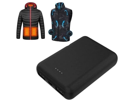 Carregador Banco Potência Externa Colete Aquecido Power Bank Preto