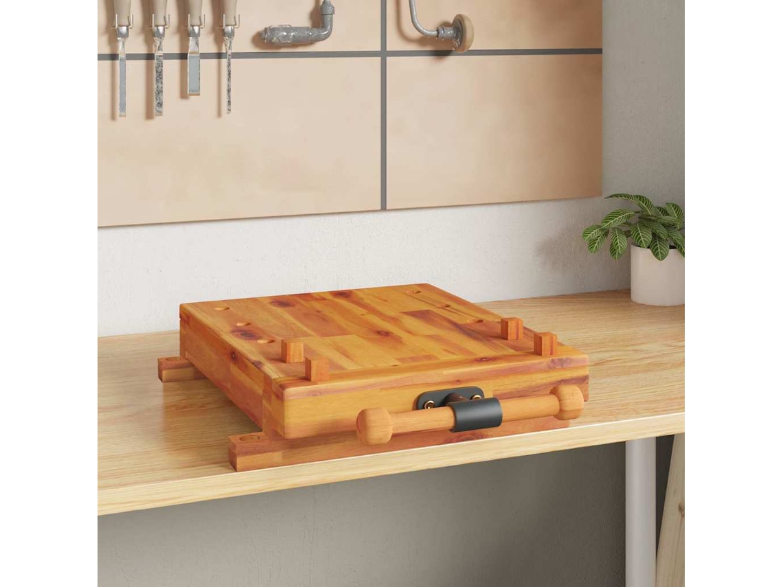 Vidaxl Tampo P/ Bancada De Trabalho C/ Torno 52x44x9,5 Acácia Maciça