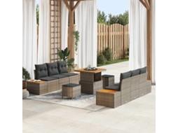 Vidaxl Conjunto De Sofá De Jardim 9 Unid. 8-número De Lugares Cinzeto