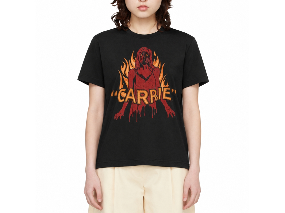Rockinstone Carrie Blood And Fire Black Adult T-shirt Size:s