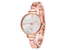 Relógio de quartzo com pulseira de aço, novo estilo, universal, simples e elegante, cor ouro rosa.