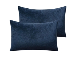 2 capas de travesseiro de veludo padrão, super macias e confortáveis, 60x60cm, azul marinho | S/MARCA