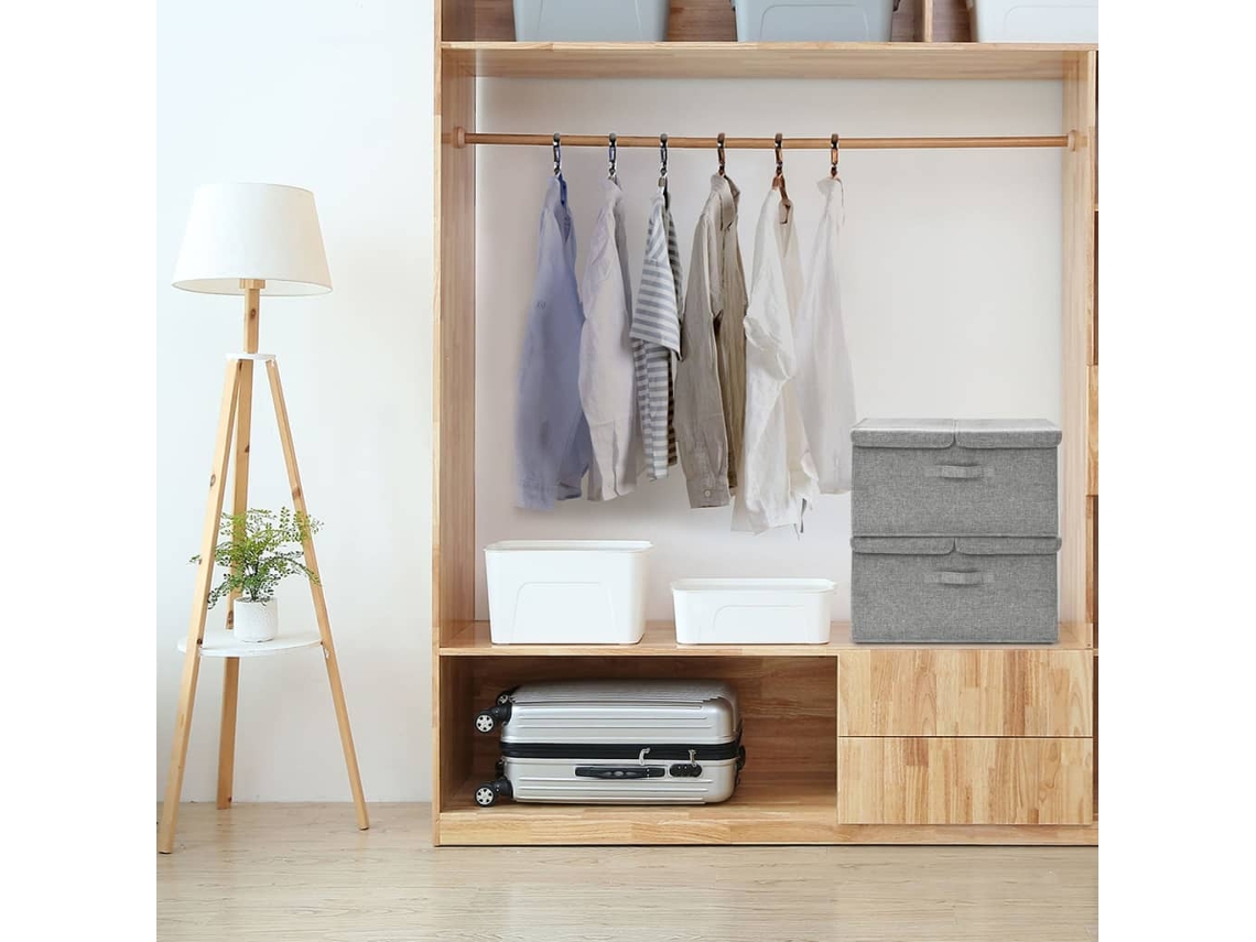 Vidaxl Caixas De Arrumação 2 Pcs 50x30x25 Cm Tecido Cinzento