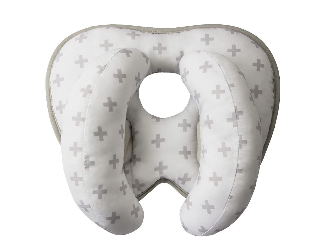 Travesseiro De Apoio Craniano Para Bebê 2 Em 1, Travesseiro Ajustável De Algodão Orgânico Para Carrinho De Bebê E Assento De Carro (branco)