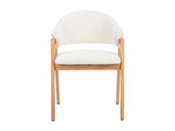 Conjunto de 2 cadeiras com braços em tecido frisado e madeira de hevea - Branco - SOLUNA VENTE-UNIQUE.PT