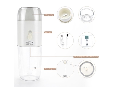 Batedor de Leite Elétrico Usb Portátil de Cor Branca Espuma de Café Moído Moedor Doméstico Copo de Bunda AIHONTAI