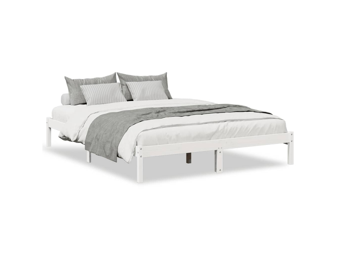 Bed Frame, Bed Frames Vidaxl Branco Madeira De Pinho (160 X 220 Cm)