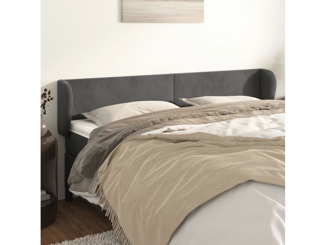 Vidaxl Cabeceira De Cama C/ Abas Veludo 183x23x78/88cm Cinzento-escuro