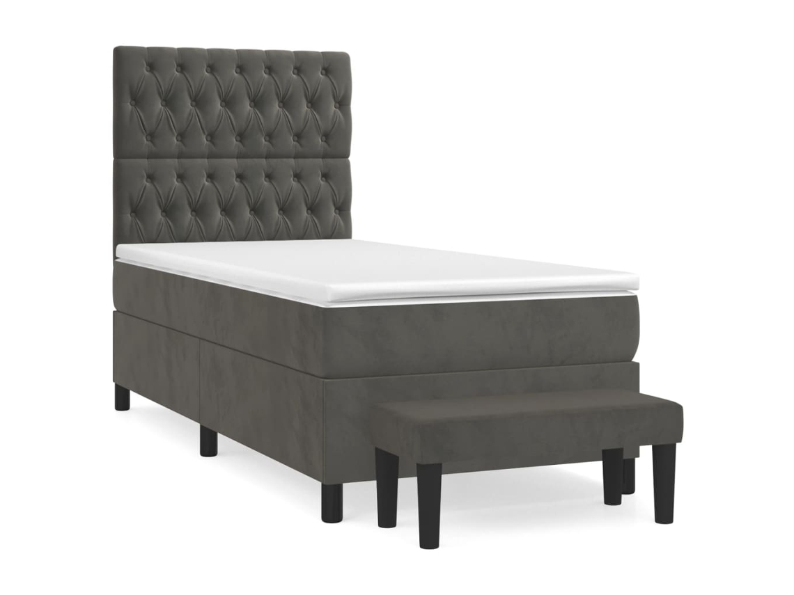 Cama com Molas/colchão 80x200 Cm Veludo Cinza escuro MAISON EXCLUSIVE