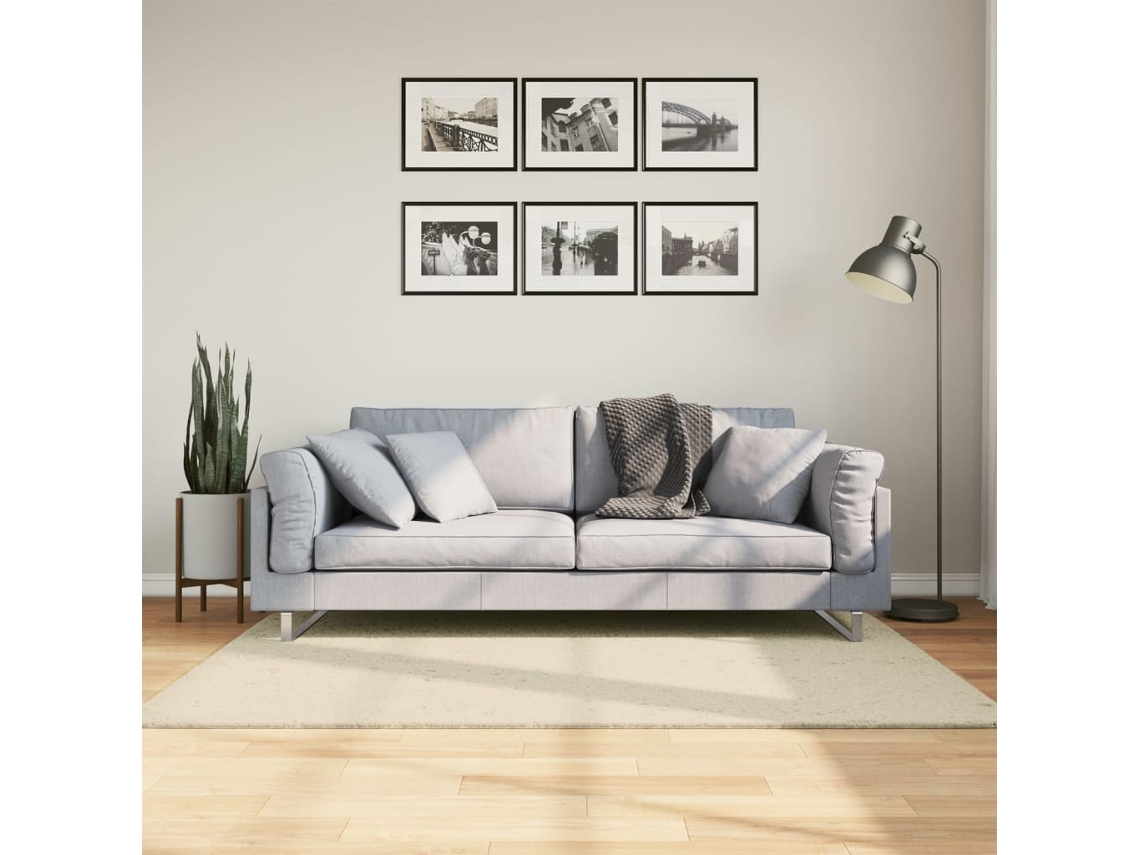 Vidaxl Tapete Pelo Curto Macio E Lavável Huarte 120x170 Cm Cor Creme