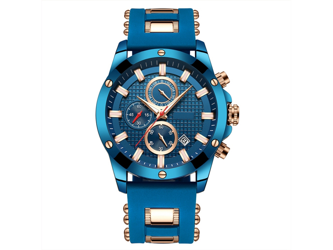Reloj Hombre Biden Multifuncional De Pulsera Impermeable Con Correa De Caucho