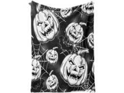 Manta Syjym Halloween com Estampa Digital de Abóbora e Lanterna em Flanela para Cochilar Ou Relaxar Ambiente a