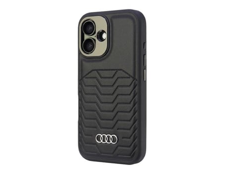 Capa para iPhone 16 AUDI Pele Sintética Rígida Preto