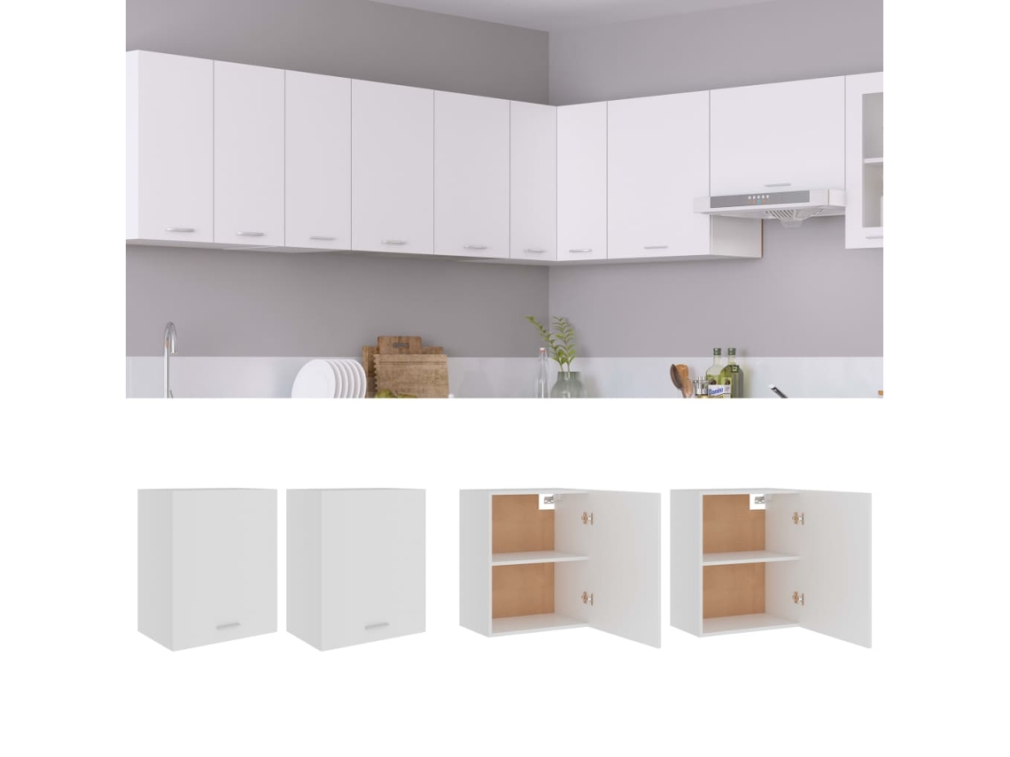 Vidaxl Armários De Parede “lyon” 2 Pcs Deriv. Madeira Branco