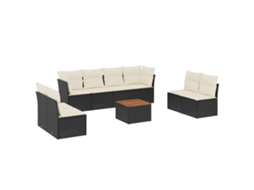 Conjunto de 9 Sofás para Jardim com Almofadões Vime Pe Preto MAISON EXCLUSIVE (9 pcs)