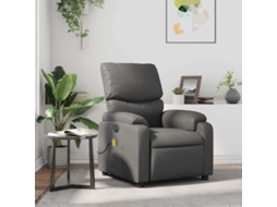 Vidaxl Poltrona De Massagens Reclinável Couro Artificial Cinzento