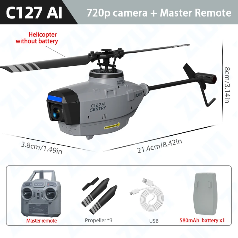 Helicóptero Controlado Remotamente, 2.4g, Giroscópio De 6 Eixos, 4 Canais, Câmera, Função De Manutenção De Altitude, Fpv Com Fluxo Óptico.