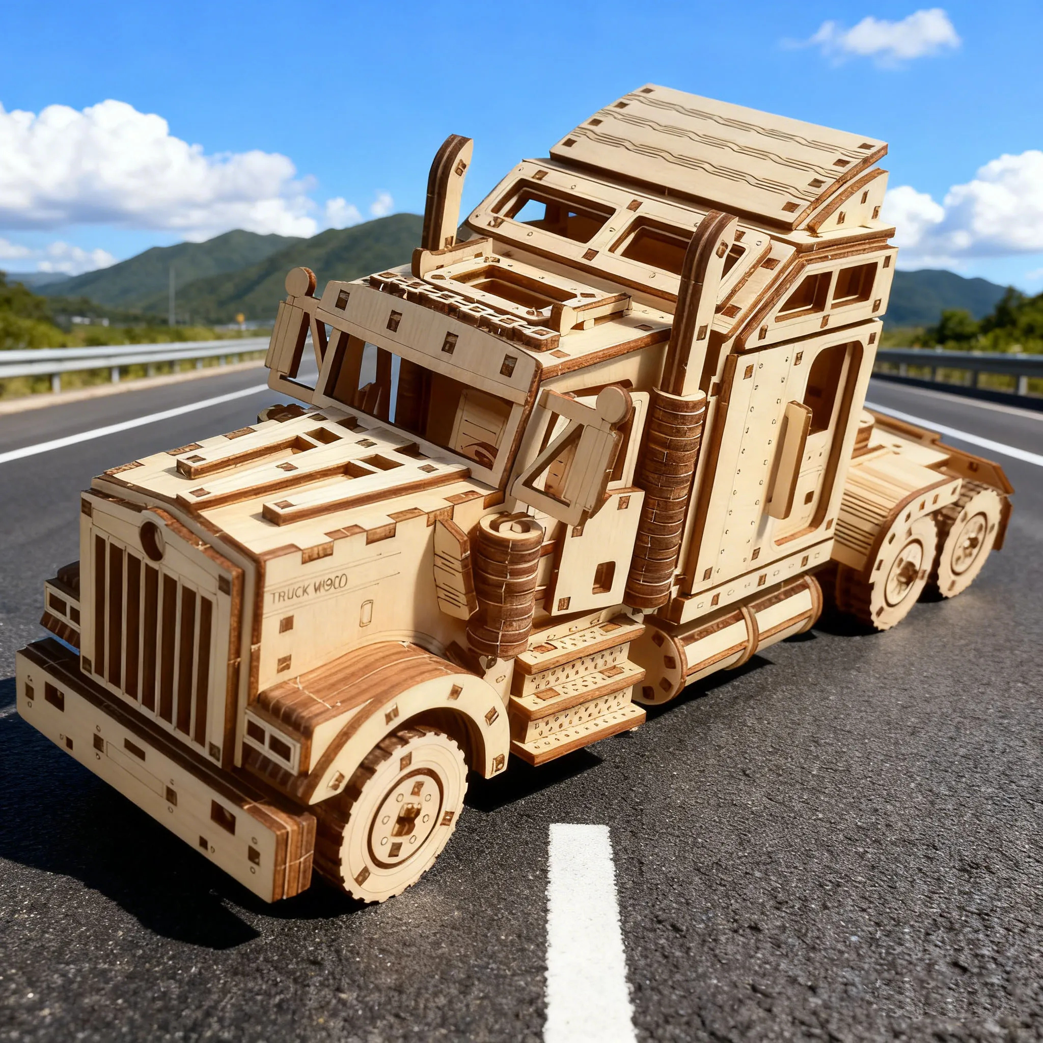 Faça Você Mesmo: Quebra cabeça 3d de Madeira em Formato de Caminhão Americano Brinquedo Criativo MDUG