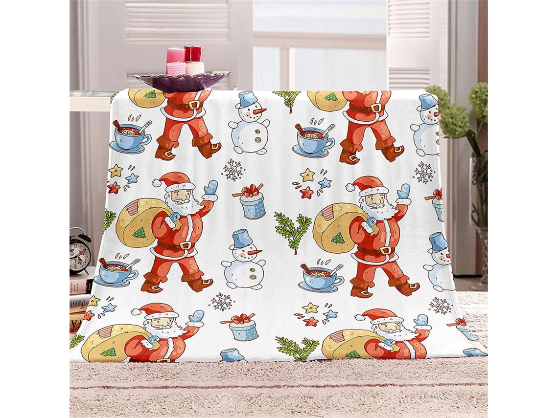 Manta de Flanela Fansu Estampa Natalina 3d Inverno Macia e Felpuda em Microfibra Ideal para Cama Ou Sofá Adequ