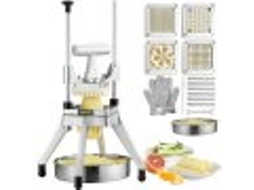Fatiador de frutas vegetais fatiador de aço inoxidável de 4 folhas de batata doce e batatas fritas 1/4 3/8 1/2 fatiador de 6 peças com bandeja vevor