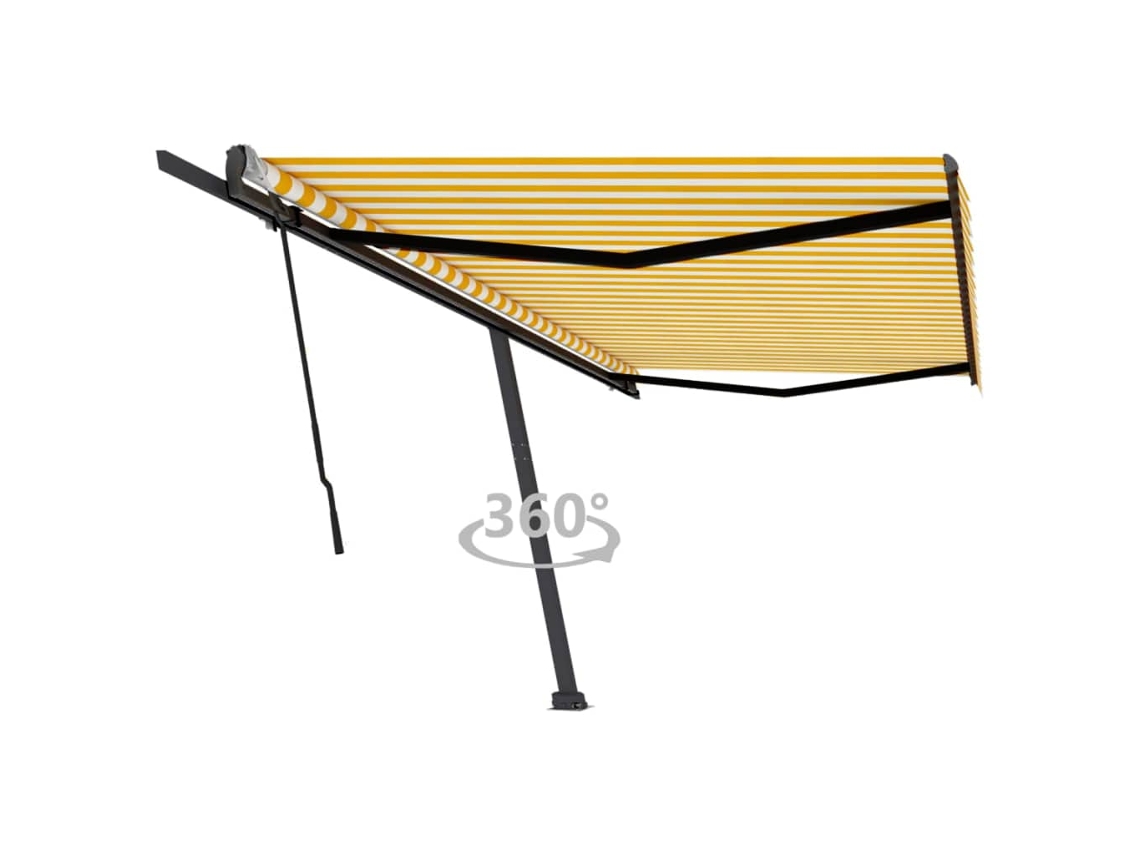 Toldo Retrã¡til Manual Independente 500x350 Cm Amarelo E Branco Dkd Home Decor