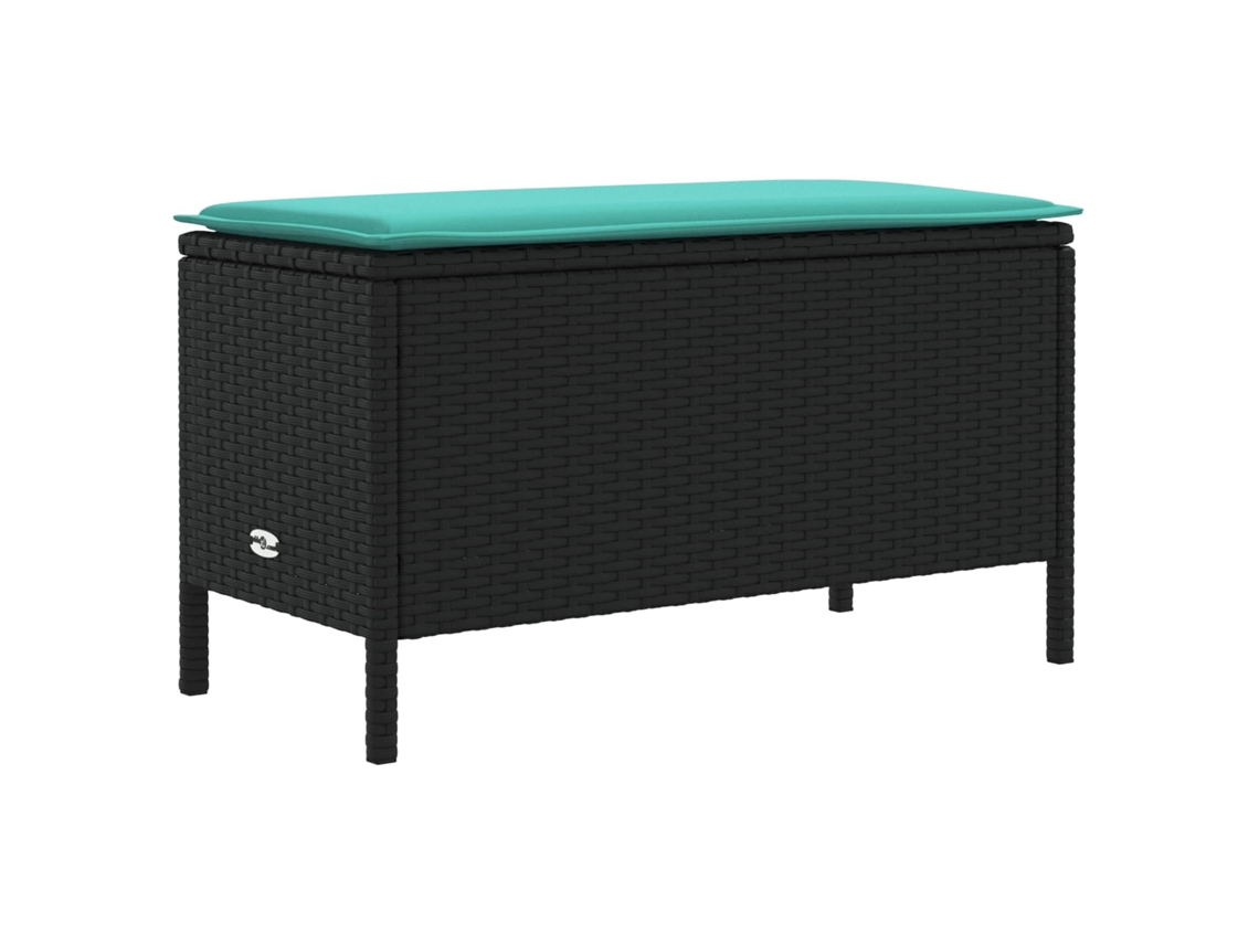 Vidaxl Pufe De Jardim Preto E Turquesa 80 X 38 X 42 Cm Rattan De Pe