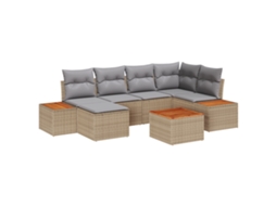 Conjunto 7 Conjunto De Sofás Para Exterior Vidaxl Bege Vime Pe (264 X 154 X 85 Cm)
