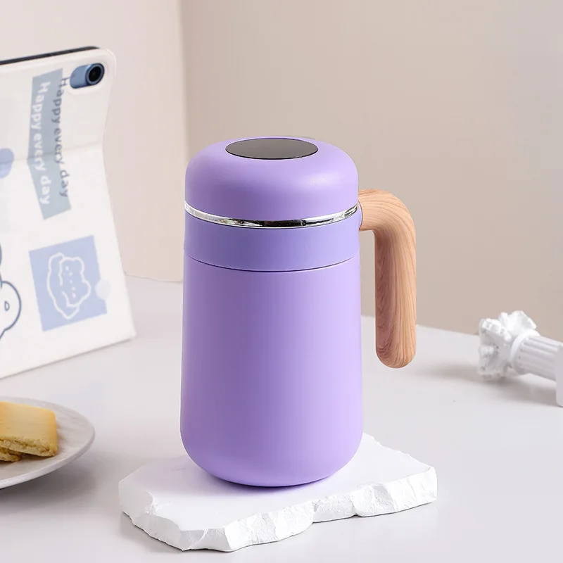 (roxo, 480ml) Copo Térmico, Aço Inoxidável 316, Visor De Temperatura Inteligente, Com Alça, À Prova De Vazamento