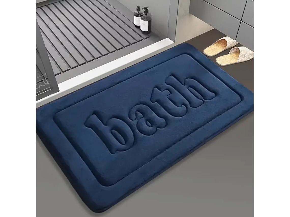 Tapete de Banheiro/entrada Decorativo em Flanela Antiderrapante e Absorvente de 1,2 Cm . MDUG (azul)