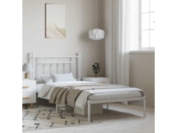 Estrutura De Cama Com Cabeceira 100x190 Cm Metal Branco