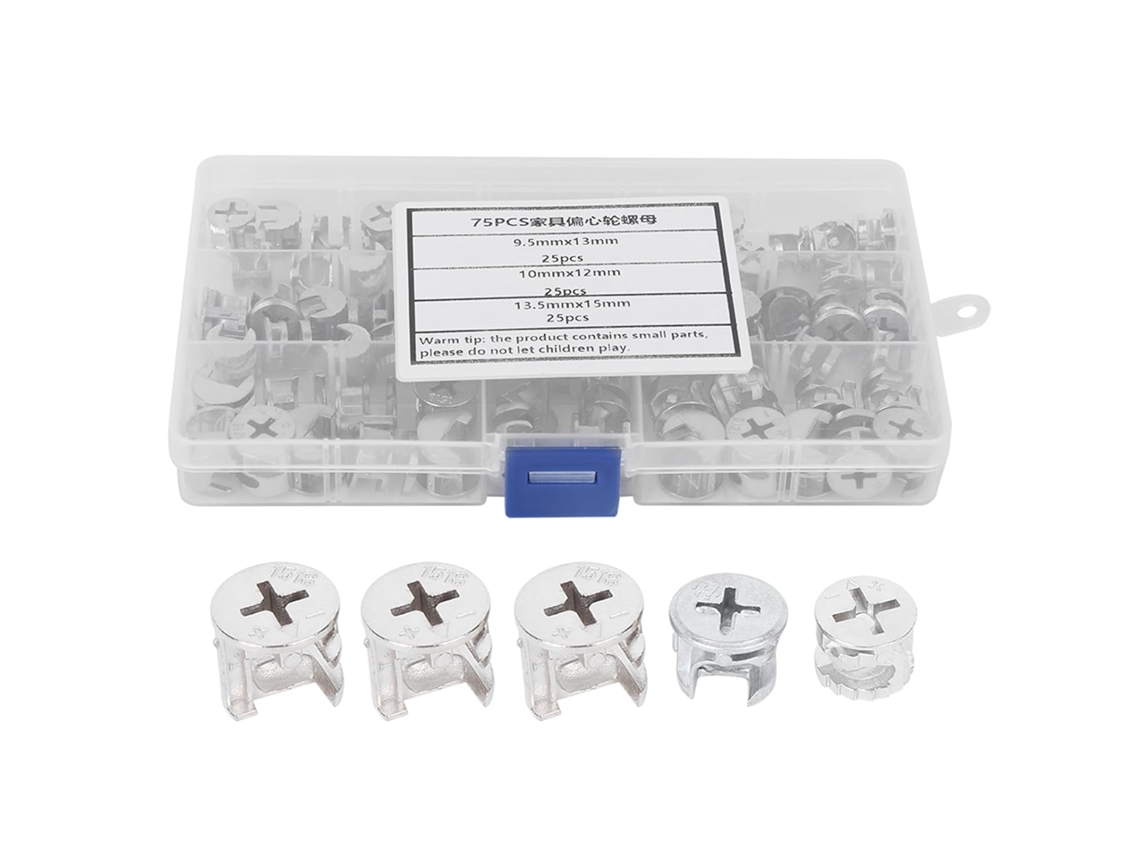 Conjunto De 75 Porcas Came Para Móveis, Excêntricas, Conectores 3 Em