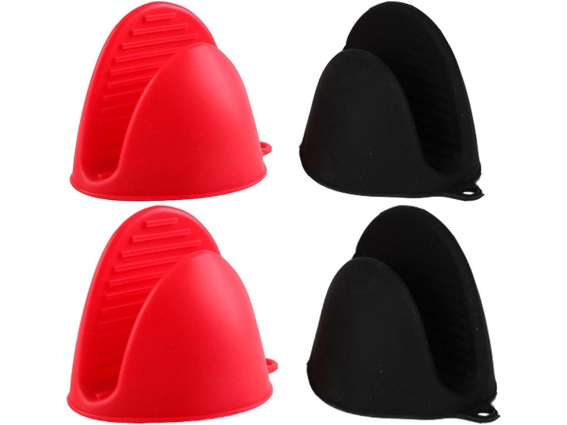 2 Pares Luvas Silicone Preto/vermelho Resistentes Calor, para Cozinha/bbq ZYBLSSBB
