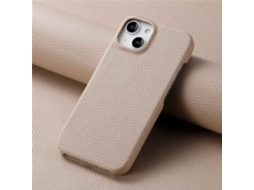 Capa Para Iphone 17 Pro Em Couro Liso, Cor Cáqui/cinza.