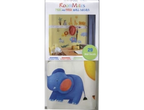 Conjunto De 29 Adesivos Animais De Aventura Da Selva Reposicionáveis 4 Folhas De 10,1cm X 44,1cm