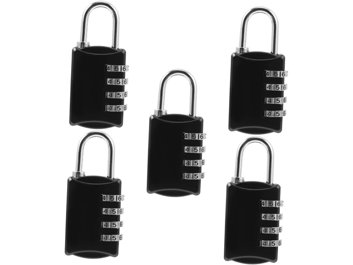 Conjunto De 5 Cadeados Combinação Digital Para Armário Academia,