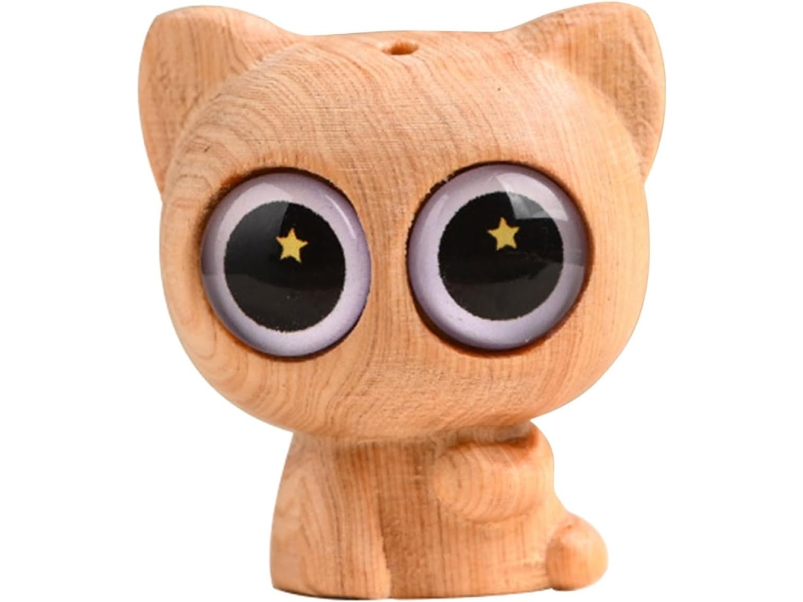 Linda Estatueta Madeira Decoração Pingente Diy Durável Exclusivo Acessório Criativo Embalagens Chaveiros Gato GOKOCO