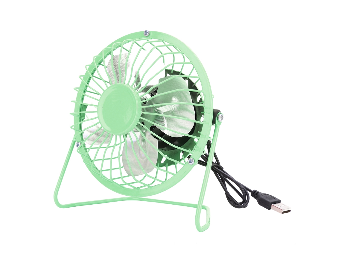 Ventilador Mini Usb Mesa Ferro Forjado Verde