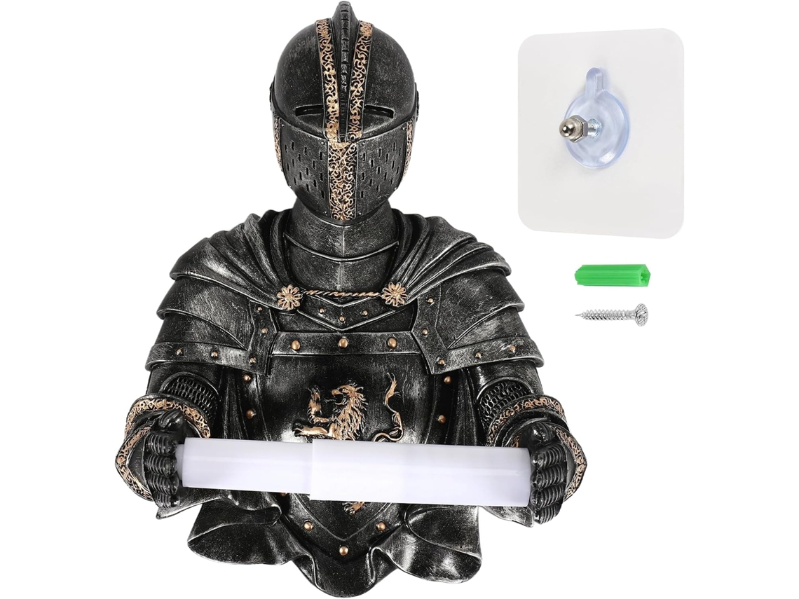 Porta Papel Higiênico Com Estátua Medieval De Cavaleiro Para Recordar, Estilo Gótico. Gokoco