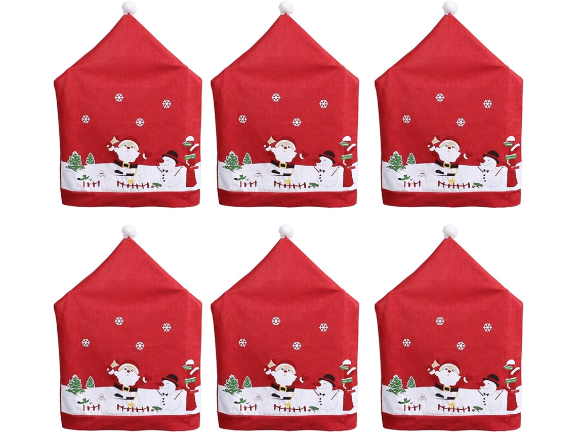 Protetores De Cadeira Festivos Com Estampa De Papai Noel, Tecido Não Tecido, Instalação Rápida